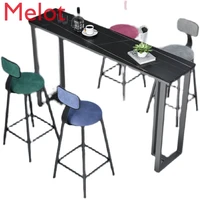 nordic light luxury stone plate bar stool bar iron wall milk tea shop high bar long table home table and chair combination