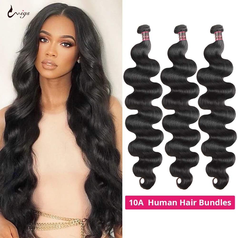 Длинные волнистые пряди бразильских волос Плетение человеческих 1/3/4 шт 28 30