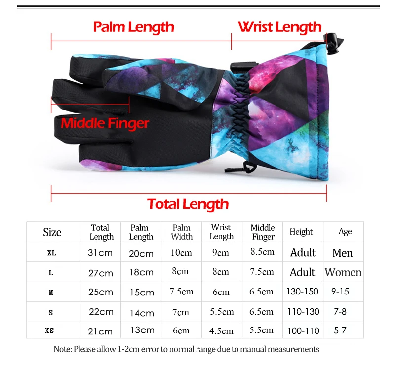 

Unisex Children Waterproof Ski Gloves Winter Snowboard Gloves Motorcycle Skiing Climbing Cycling Gloves Snow Mittens Kids Adults