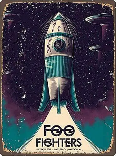 

AMELIA SHARPE Foo Fighters Metal tin Sign Vintage Wall Decor Bar Garage Living Room Coffee Shop tin Sign 12 X 8 inches