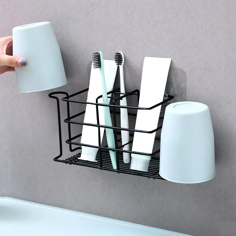 Кованая железная стойка для зубной щетки настенная хранения пасты держатель