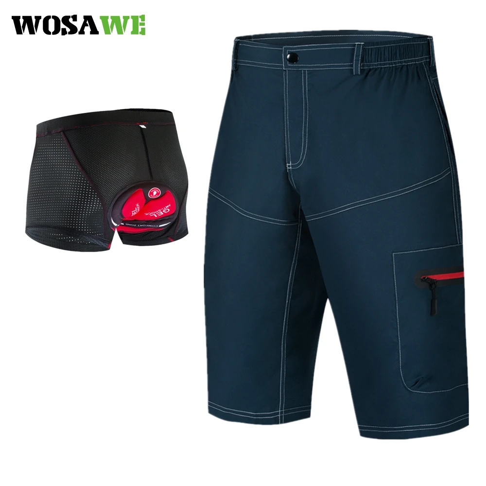 

WOSAWE Men's MTB Shorts Outdoor Bike Short Breathable Loose Fit with Upgrade Underwear Padded Shockproof Road Bike Shorts