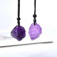 1 piece 100 natural amethyst healing pendant with purple quartz mineral rock crystal necklace mens and womens gift jewelry