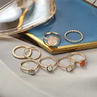 Корейские простые круглые кольца с кристаллами для женщин креативный цвет набор колец на указательный палец винтажные обручальные кольца с кристаллами для женщин