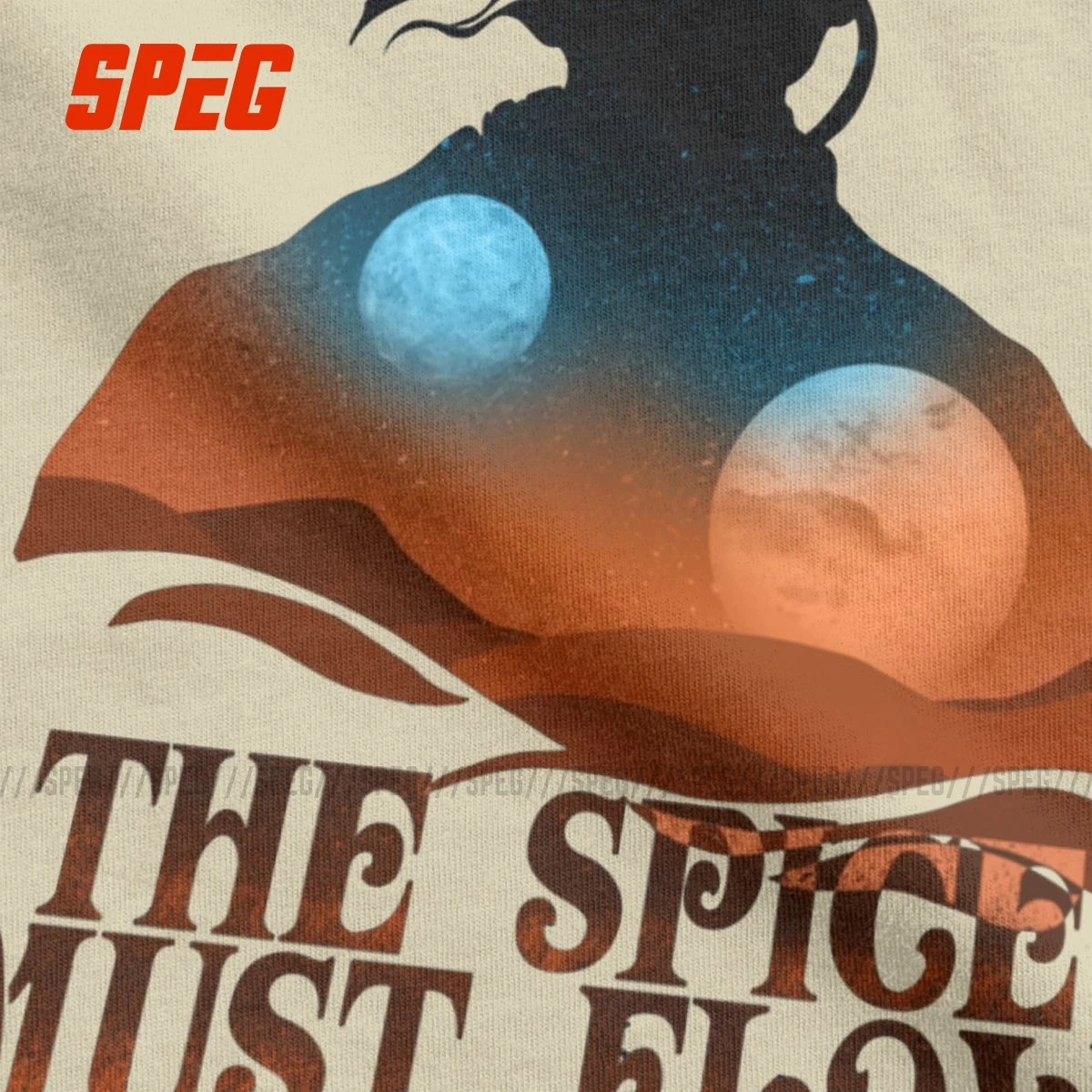 Crazy Dune Frank Herbert Science T-Shirt | Men's Crew Neck 100% Cotton Tee | The Spice Must Flow | Short Sleeve Shirt image 4