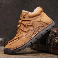 winter plush boots low ankle big feet snow warm new outdoor durable dropship retro stylish thread shoes gentlemen