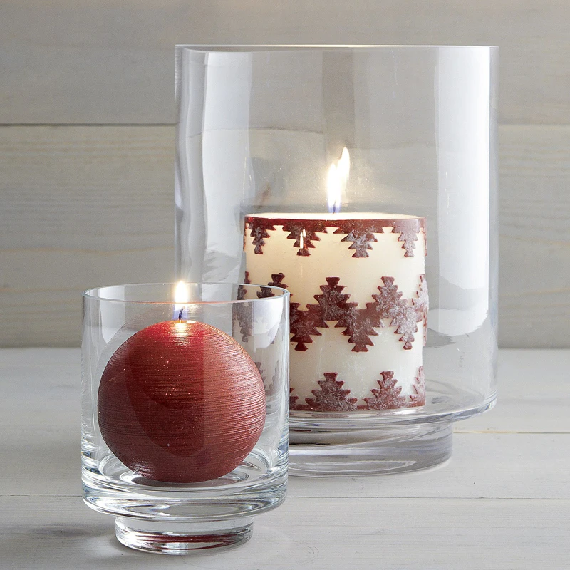

INS Big Glass Candlestick Ornaments Transparent Windproof Candle Cup Romantic Candlelight Dinner Wedding Table Decoration
