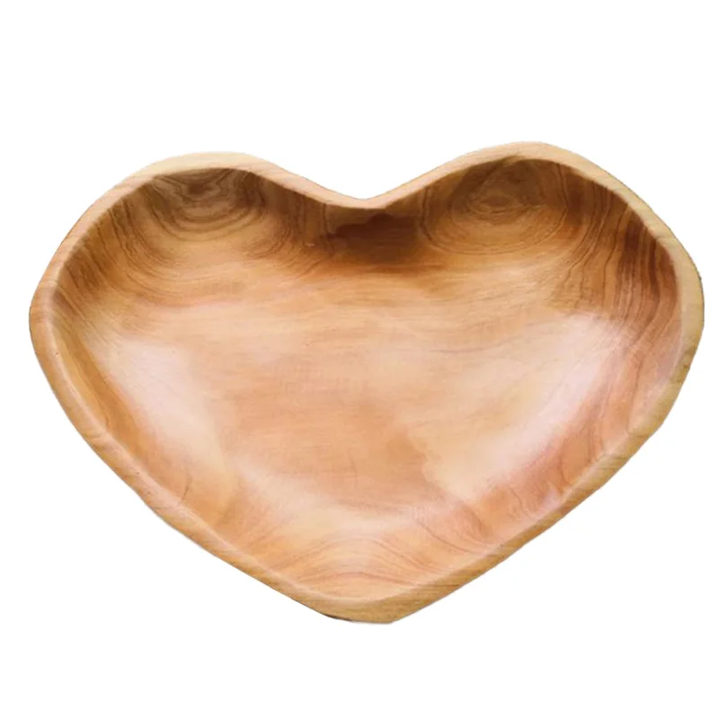 Твердая деревянная тарелка для хранения фруктов в форме сердца посуда поднос