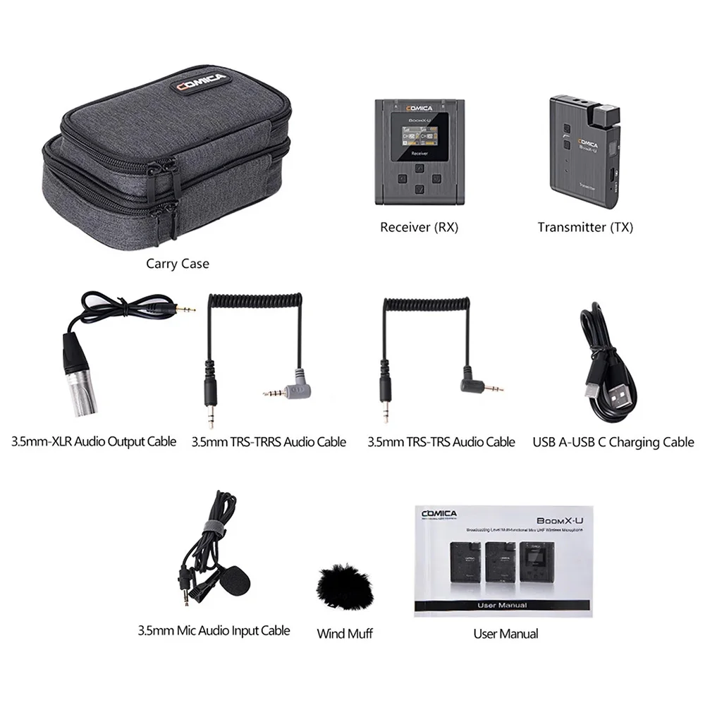 

Comica BoomX-U U2 Broadcasting Level Multi-Functional Mini UHF Wireless Distant Transmition Lavalier Microphone
