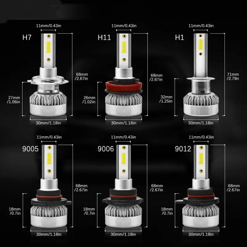 2 X H1 H4 H7 H11 9005 HB3 9012 HB4 светодиодный фар автомобиля комплект для переоборудования COB