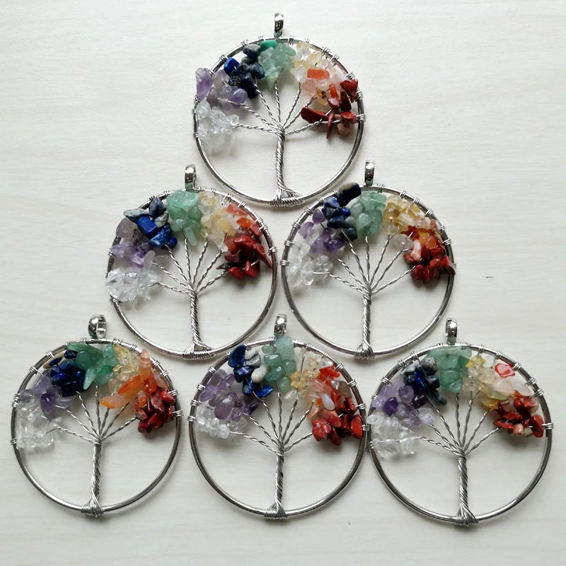 12 шт./лот кулон Древо жизни мудрость рейки исцеляющий натуральный камень для