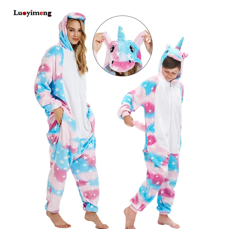 Звезда Пижама кигуруми дети пижамы единорог женские костюмы животных для