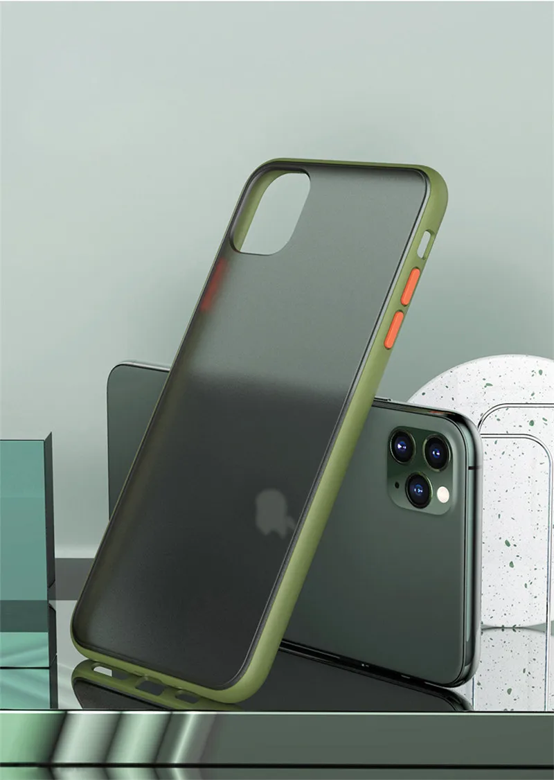 Luxury Transparent Matte Case For iphone 11 Pro XS MAX XR X Hybrid Shockproof Silicone Phone Case For iPhone 6 6s 7 8 Plus Cover