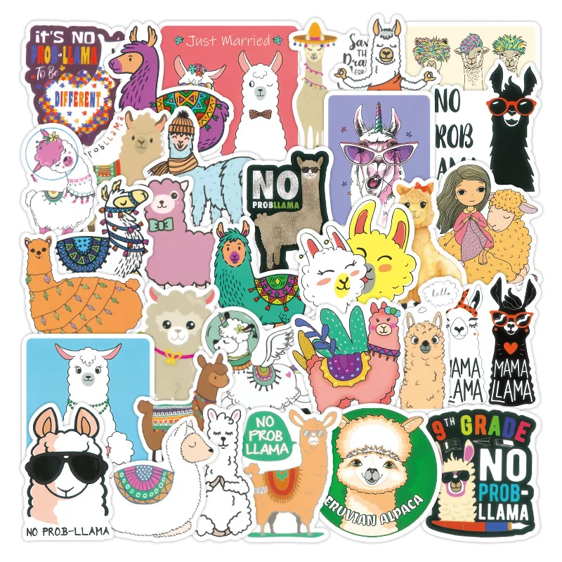 100 шт. милые животные лама альпака Водонепроницаемый наклеек виниловый СКЕЙТБОРД