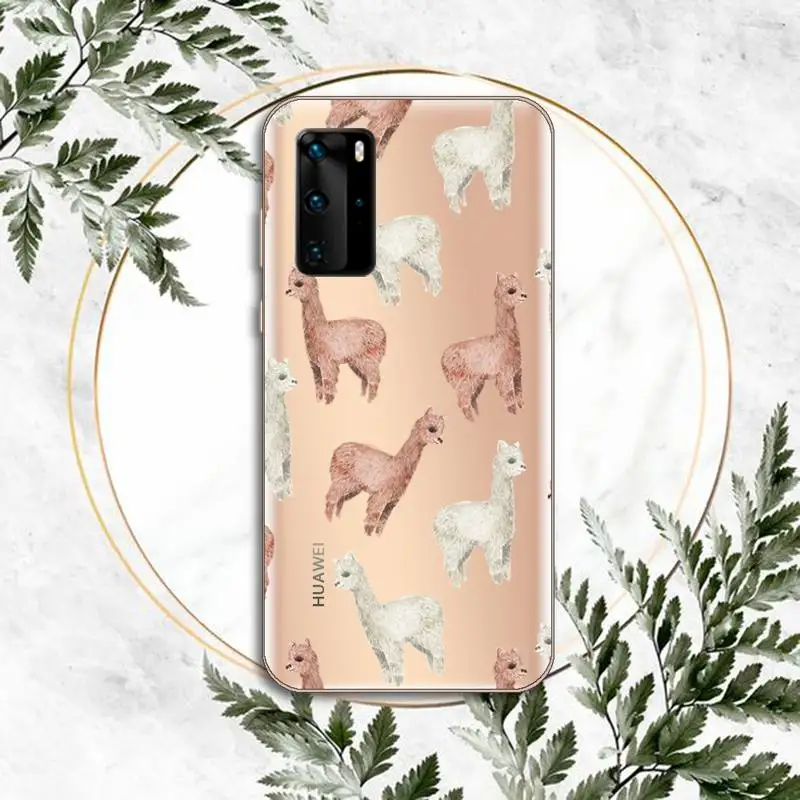 

Lovely animal cartoon Alpaca Phone Case Transparent for Huawei P honor 8 10i 20 30 40 smart 2019