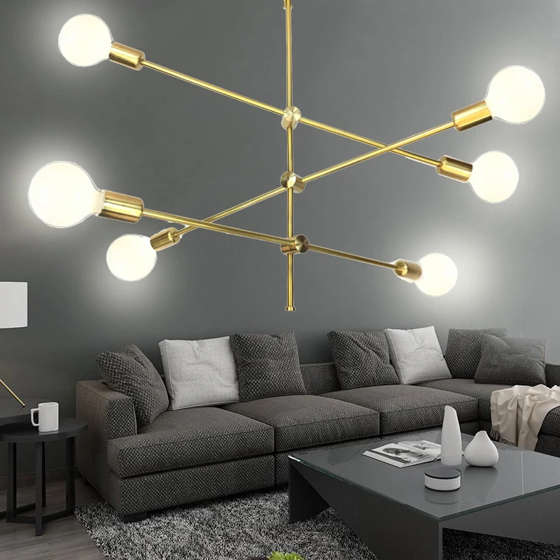 Потолочный светильник светодиодный золотой с несколькими головками для