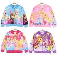 disney princess girls all match jacket 2021 spring and autumn frozen elsa snowwhite hooded jacket windproof casual jacket hooded