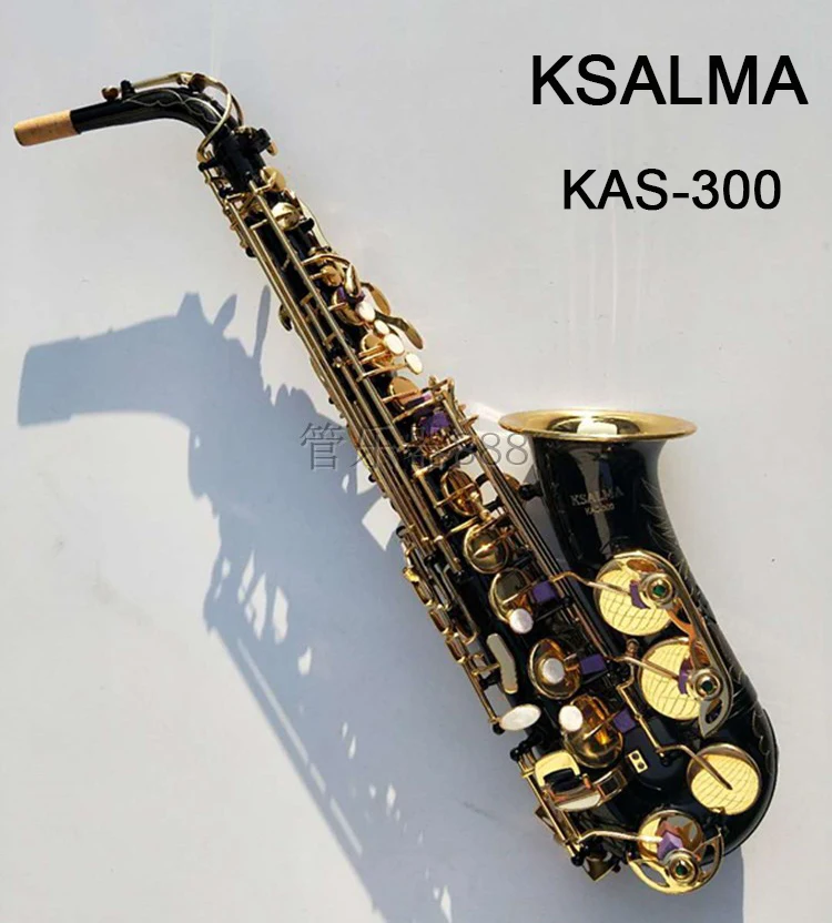 

TaiWang KSALMA KS-300 Saxophone Black Gold Key Alto Full flower Eb Tune Model E Flat Sax with Reeds Case Mouthpiece Professional