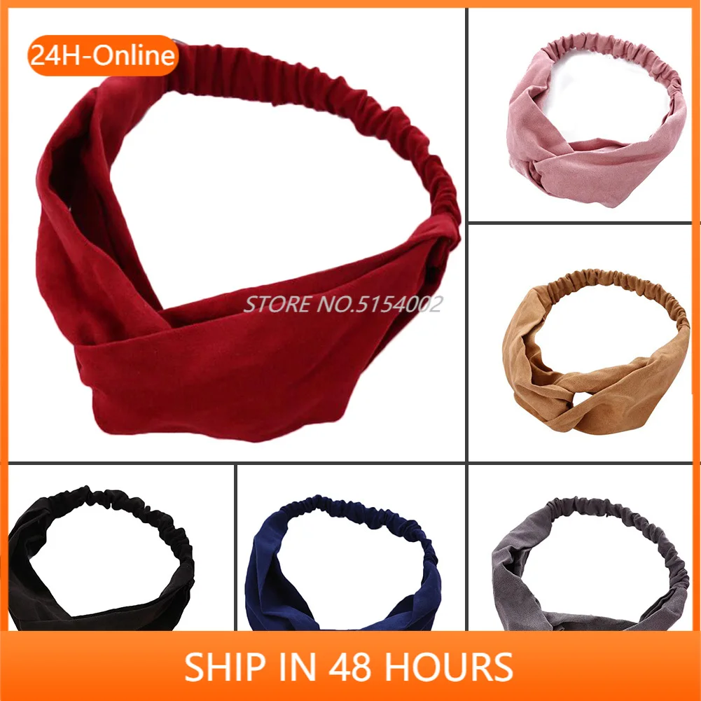 

2022 Korean Suede Cross Knot Headband Women Solid Color Soft Elastic Hair Bands Hair Accessories For Girls Pink Red Headdress