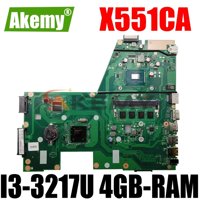 Akemy X551CA Laptop motherboard for ASUS X551CAP X551C original mainboard I3-3217U 4GB-RAM 1xSlot