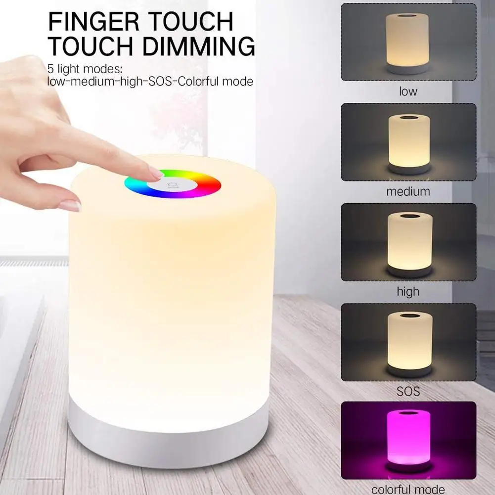 

Rechargeable Smart LED Control Night Light Induction Dimmer Intelligent Bedside Portable Lamp Dimmable RGB Color Change
