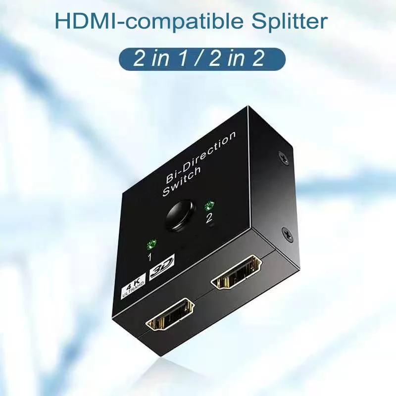 

4K HDMI-compatible Switch Bi-Direction 1 To 2 Splitter 2 in 1 Out Adapter Switch for PS3 PS4 Xbox HDTV HDMI-compatible Switcher