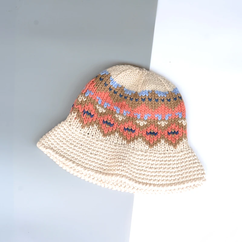 H3581 Winter Bucket Hat Female Korean Knitted Fisherman Cap Fall Warm Shopping Outdoor Casual Japanese Simple Fashion Girl Hats