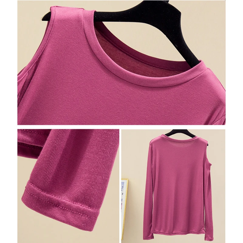 

Autumn Winter T shirt Women Clothes 2020 Autumn Long Sleeve TShirt Cotton Tops Sexy Off Shoulder Slim Tee Shirt Femme Clothing