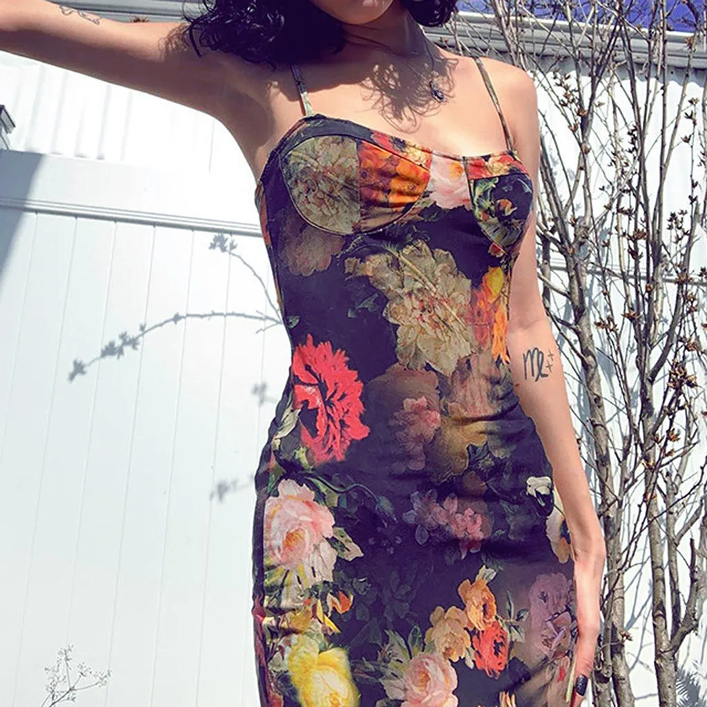 

Holiday Printing Dress Backless sexy bodycon mini dress 2020 summer women fashion slash neck slip party streetwear clothes