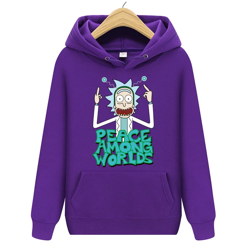 HW0011purple Толстовки мужские осень зима для мужчин женщин флис с длинным рукавом спортивная одежда пуловер Рик Морти принт толстовка с капюшоном - Цвет: HW0011purple