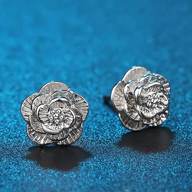 CARTER LISA модные романтические серьги-гвоздики с цветочным узором посеребренные
