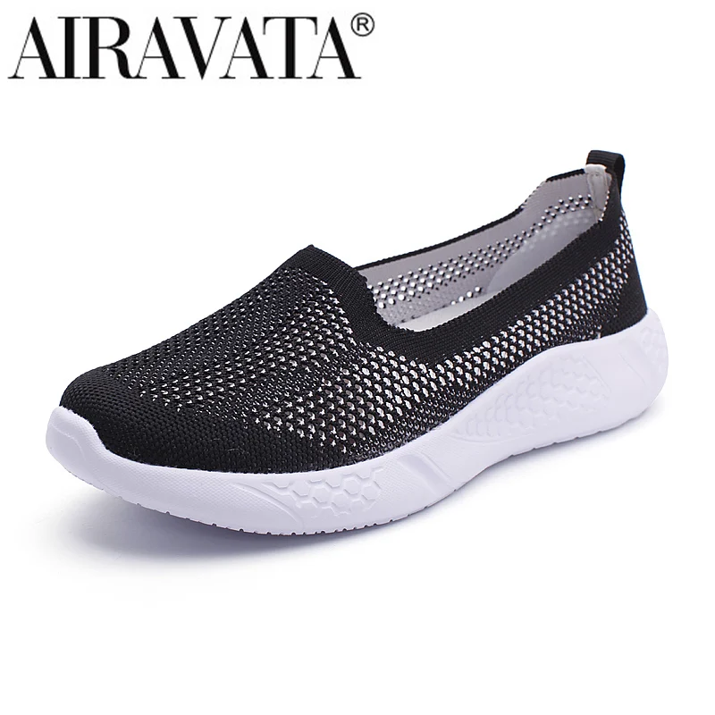 

Airavata Women's Fly Weave Casual Outdoor Light Fashion Cutout Old Beijing Cloth Shoes One Step and Mother's Shoe 35-42