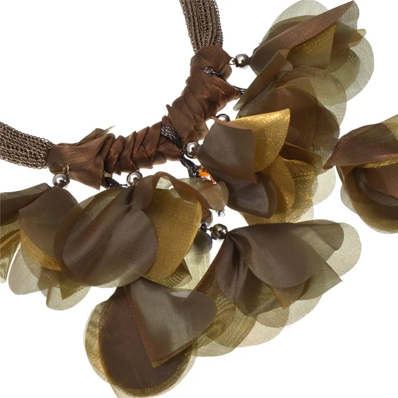 Массивное ожерелье с крупным цветочным кулоном 5 цветов модное ручной работы