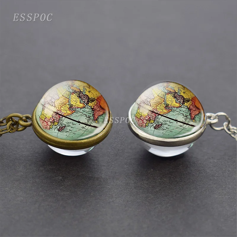 Новое поступление очаровательное двухстороннее ожерелье планета земля кулон с