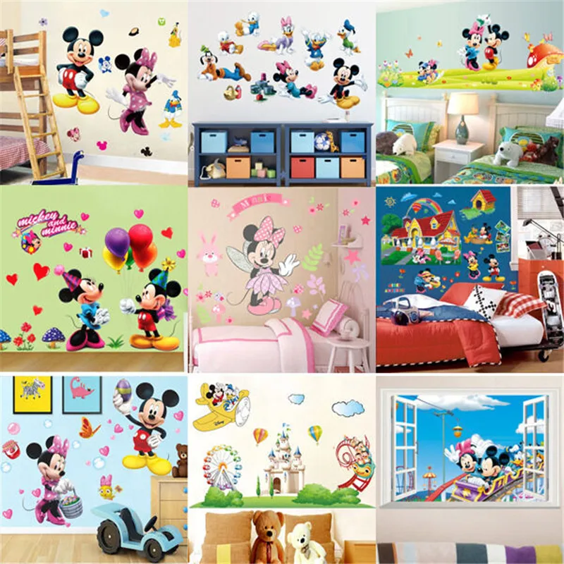3D Мультяшные милые наклейки на стену домашние детская комната спальня роспись
