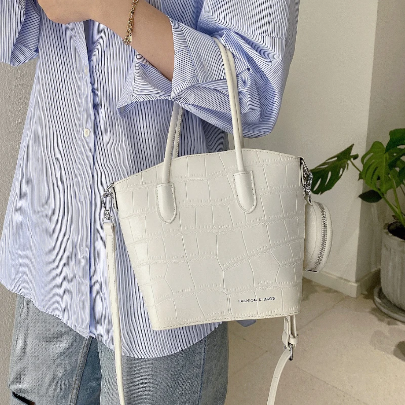 

Fashion Stone Pattern Leather Shoulder Bags for Women Designer Handbags High Quality Bucket Cross Body Bag Coin Purse Sac A Main