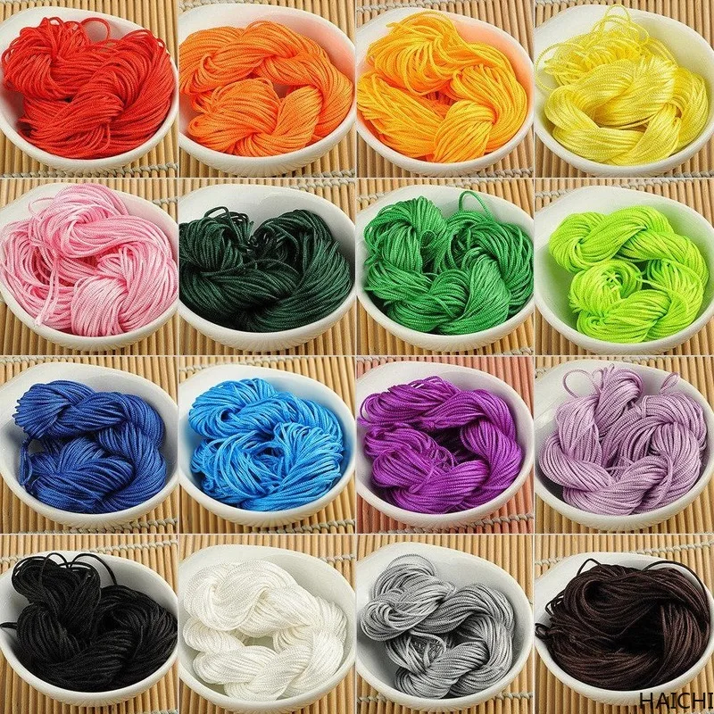 

100% NEW Cheap! Hot Sale 19 Colors Nylon Cord Thread Chinese Macrame Rattail 1mm*22M Rope For DIY Bracelet Chinese Knot Cord