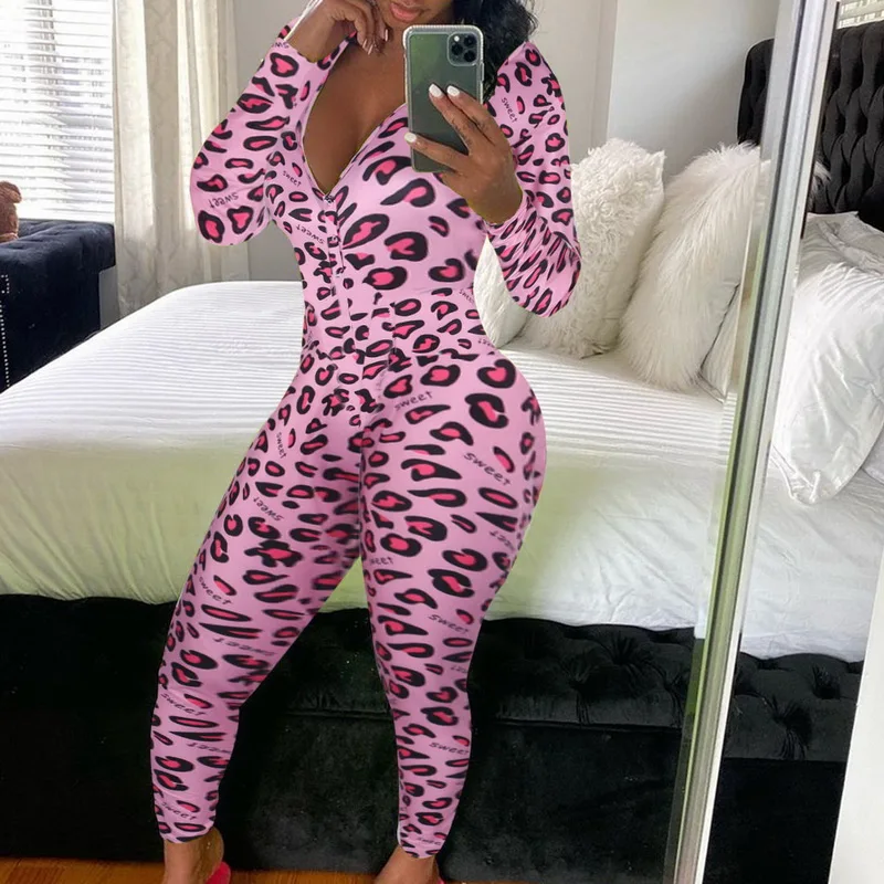 Комбинезон женский эластичный на пуговицах пижама большого размера для взрослых