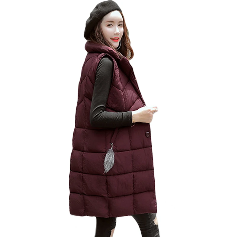 Women Winter Vest New Long Mouwlless Jacket Crack Down Cat Hot Female Plus Size CM588 |