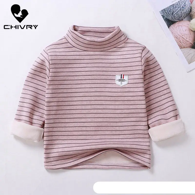 Новинка 2020 осенне-зимняя детская футболка в полоску для мальчиков и девочек топы