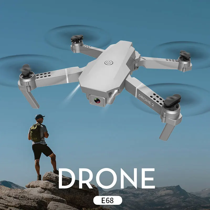 Квадрокоптер E68 Pro складной с широкоугольной камерой Wi Fi FPV 4K/1080P HD|Квадрокоптер