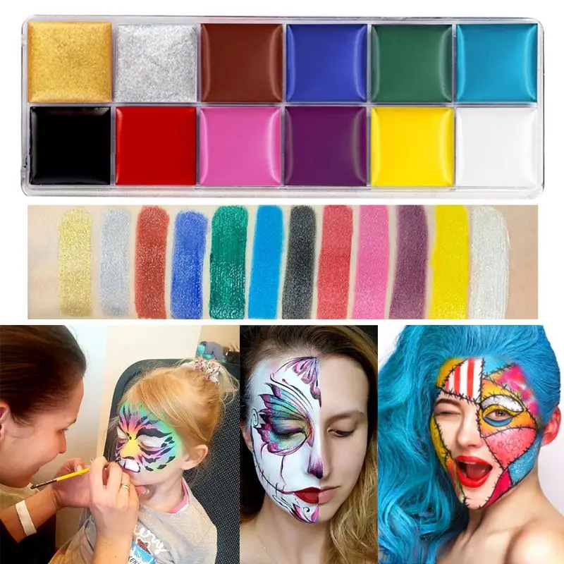 

12 Colors Non Toxic Face Body Paint Safe Water Soluble Oil Painting Tattoo Halloween Party Fancy Dress Beauty Makeup Tool