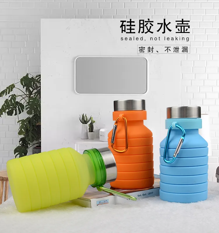 500 мл дорожная чашка из нержавеющей стали силиконовые выдвижные складывающиеся