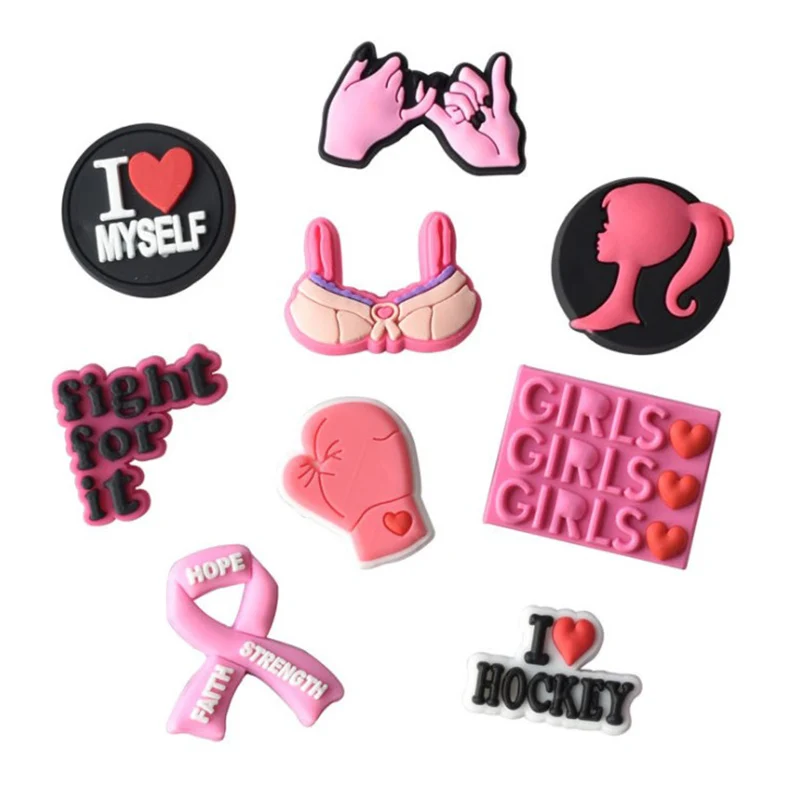 

10pcs Pink Style Shoe Charms Dress Scissors Car Glove Shoes Accessories Decoration Fit Kids Gifts