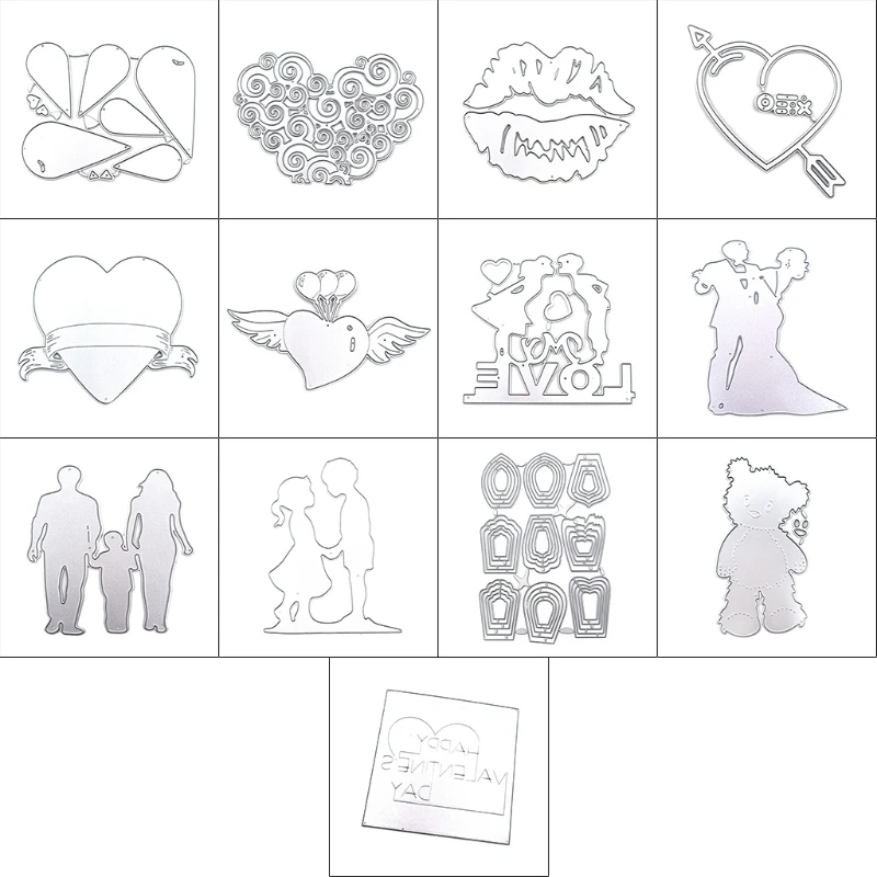 Ко Дню Святого Валентина элементы углерода Сталь Трафаретный вырубной штамп DIY