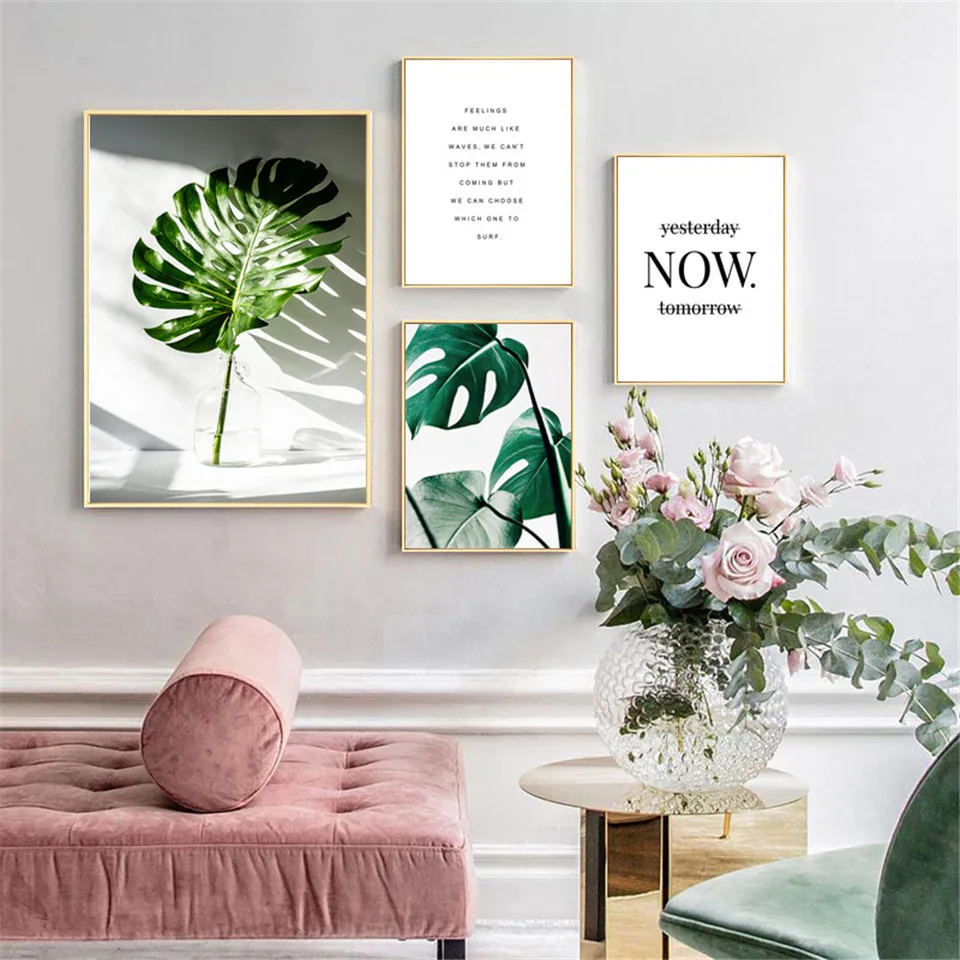 

Monstera Deliciosa Leaves Wall Art Canvas Painting Green Style Plant Nordic Posters and Prints Picture Modern Home Decoration