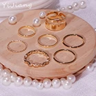 Купи 1 получи 2 7 шт.компл. панк-кольца на палец минималистичные гладкие Золотыесеребряные геометрические металлические кольца для женщин и девушек ювелирные изделия для вечерние Ринок