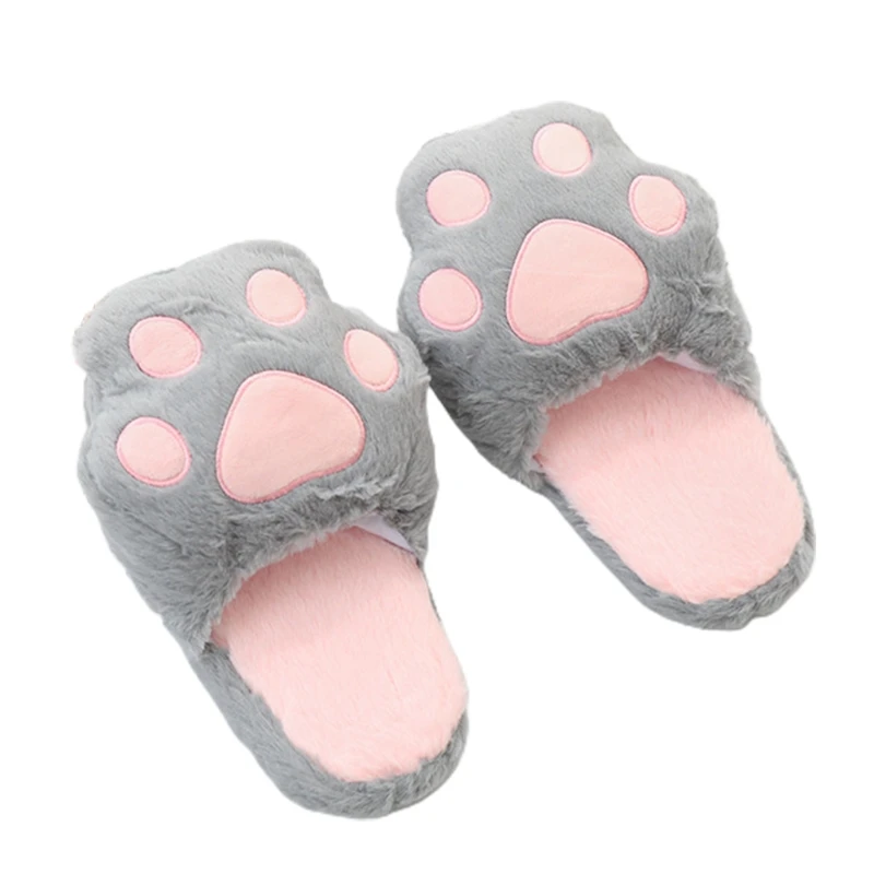 

Women's Shoes Cartoon Pink Slippers Plush Warm Kawaii Slippers Home Flat Shoes Non-slip Cat Claw Slippers Home Slippers