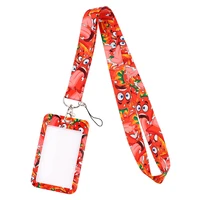 jf1127 red chili lanyard credit card id holder bag student women travel card cover badge car keychain decorations