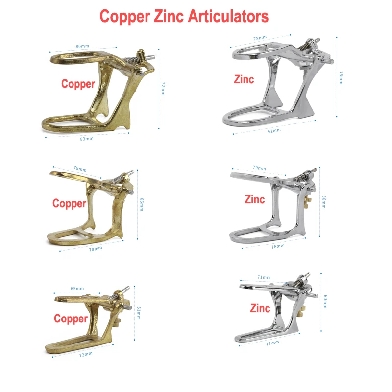 Articulador de laboratorio Dental de cobre puro, aleación de Zinc, Metal, grande, mediano, pequeño, modelo de yeso, trabajo, 1 ud.